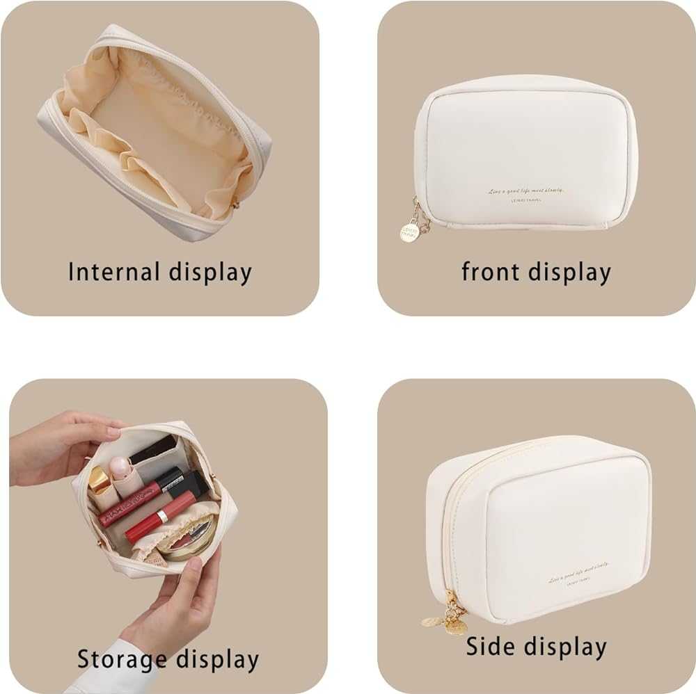 Large Travel Makeup Bag – Waterproof PU Leather Cosmetic Organizer for Women(Multi Color) - Image 3