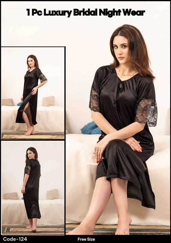 Imported Long Satin Nighty for Women โ Luxury Bridal Nightwear - Image 4