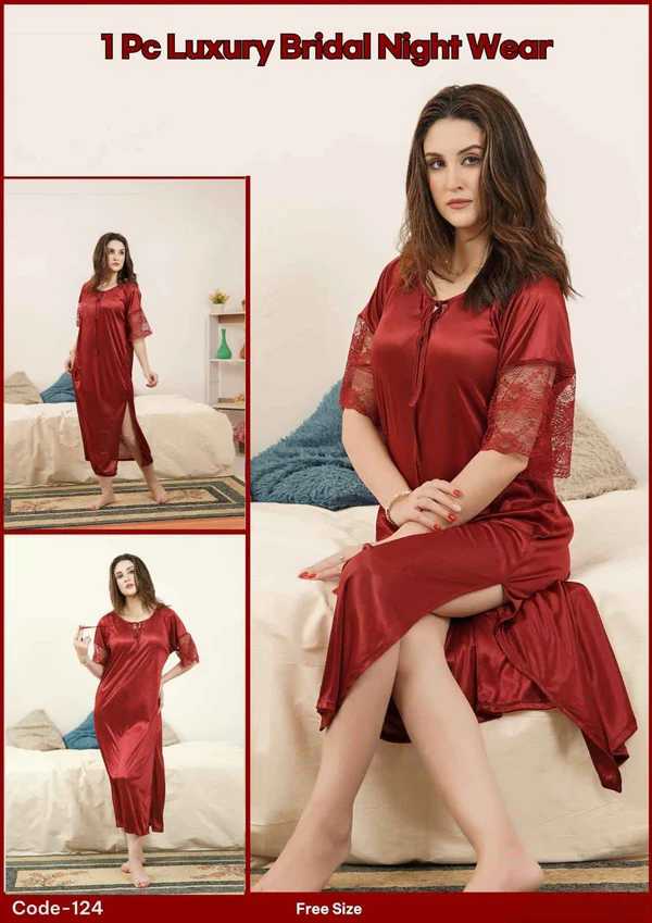 Imported Long Satin Nighty for Women โ Luxury Bridal Nightwear - Image 3