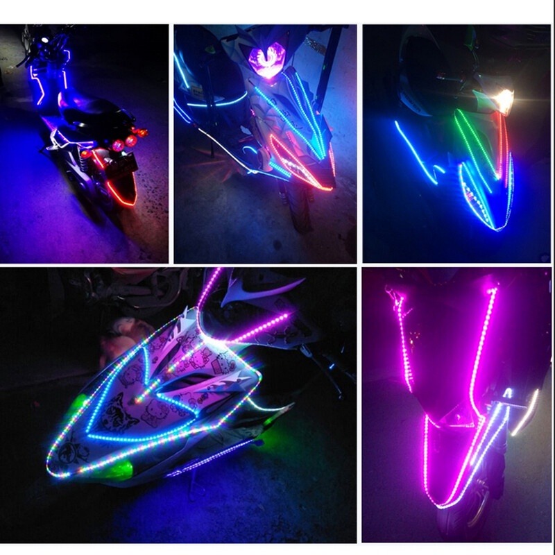 Premium Multi Color RGB LED Chain Cover Light For Motorcycles Waterproof Flexible Strip Light 45CM - Image 2