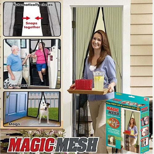 Mosquito Magic Mesh Hands-Free Screen Door Curtain Magnetic Self-Closing Net with 20pcs Double Tape & 12pcs Hooks for Easy Installation - Image 2