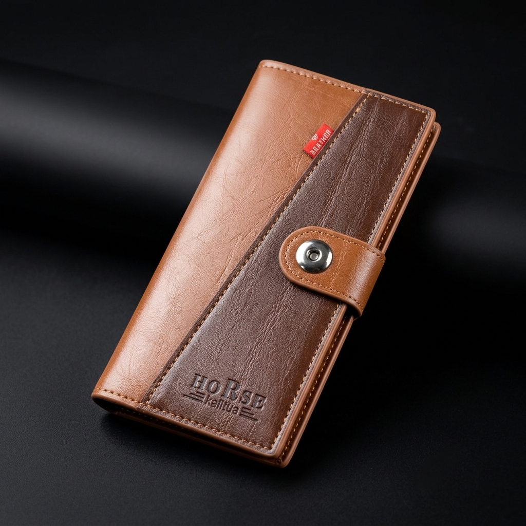 WAGLOK Dual Tone Magnetic Button Long Wallet for Men & Women with Zipper Pocket and 12 Card Slots - Image 2
