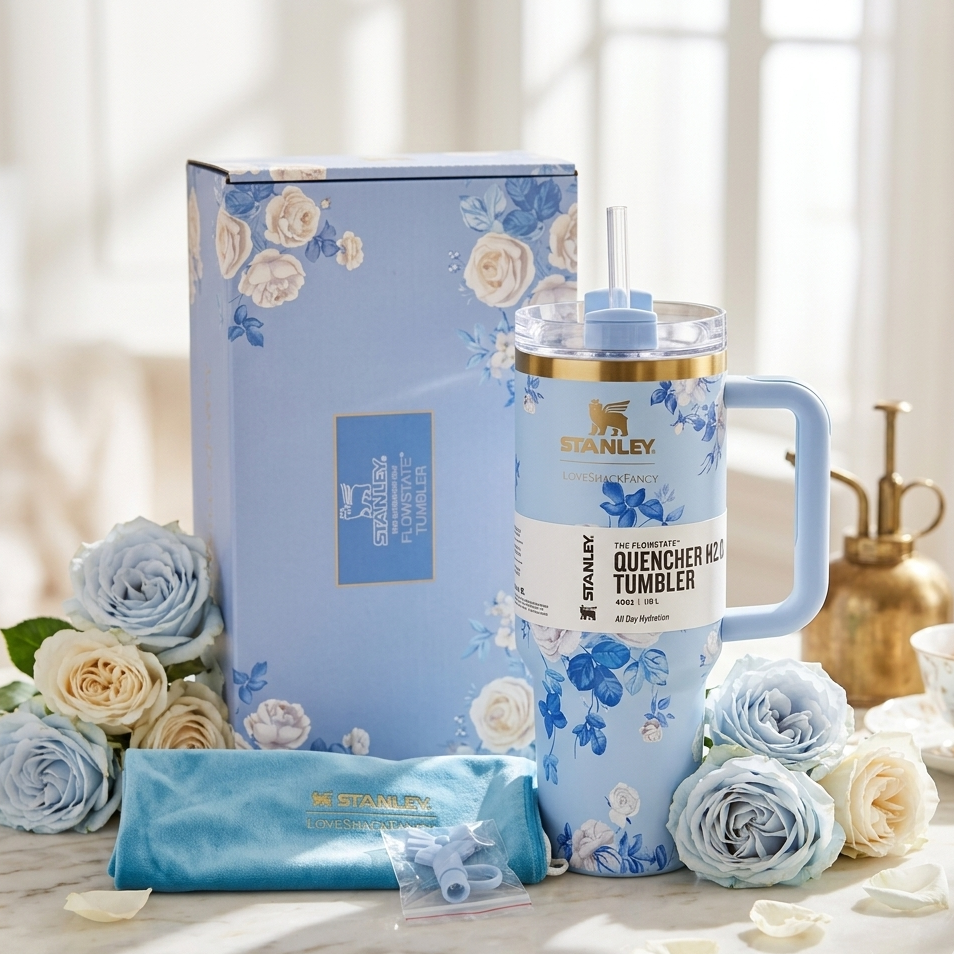 Stanley x LoveShackFancy Limited Edition 40oz Quencher H2.0 FlowState Tumbler Floral Collaboration Collection ( RANDOM COLOUR ) - Image 3