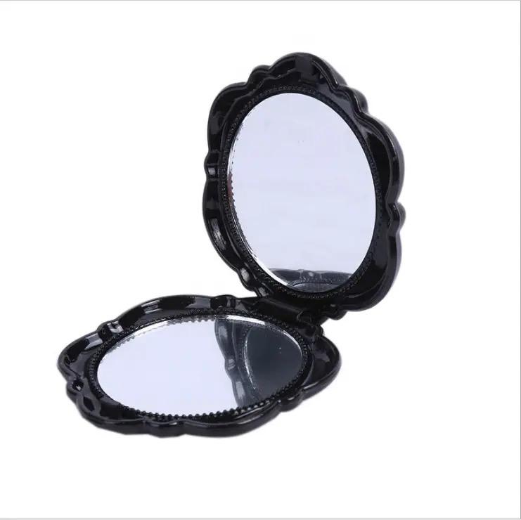 Beautiful Rose Shaped wooden colours Personalized Vintage Pocket Portable Small Size Plastic Makeup Cosmetic Mirror (pack of 2 ) - Image 4