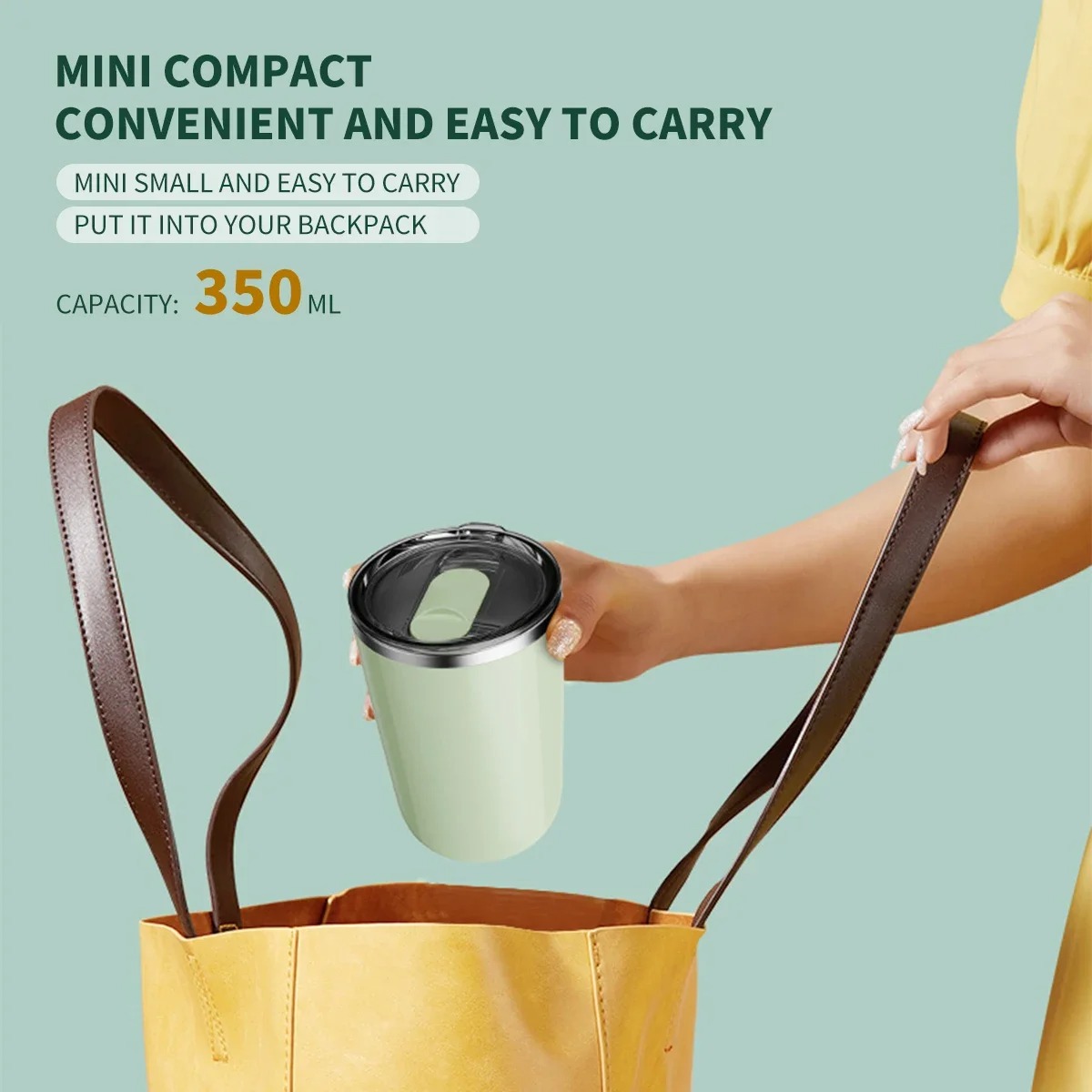 350ml Stainless Steel Automatic Self Stirring Mug Coffee Milk Juice Mixing Cup Magnetic Stirring Cup For Home Office And Travel (Random Color) - Image 2