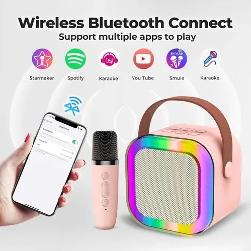 K12 Portable Speaker With Mic | Karaoke Microphone With Speaker | Portable Wireless Bluetooth Speaker