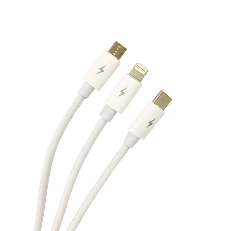 SOVO High Quality 3-in-1 Fast Charging Cable Multi Charging Cable for Micro USB, Type-C & Lightning Devices - Image 2