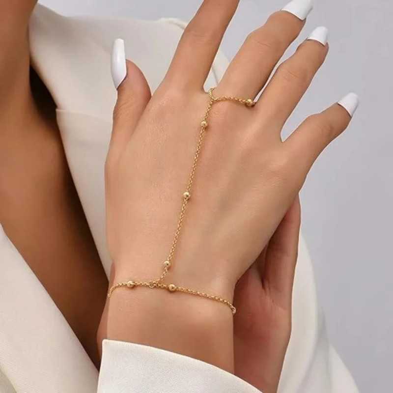 Elegant Finger Bracelet – Adjustable Gold Hand Chain with Connected Ring for Women & Girls(Multi Color) - Image 3
