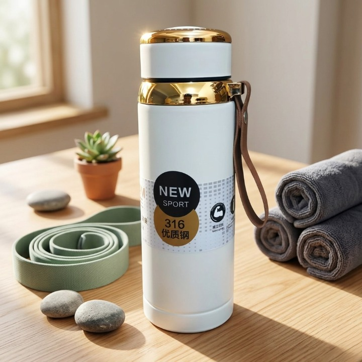Matte Stainless Steel Bottle Leak Proof Durable Hot Cold Water Bottle For Office Gym Travel - Image 3