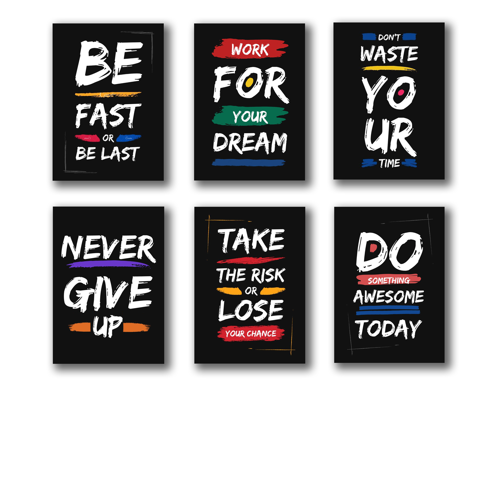 Pack of 6 Motivational sticky wooden frames for wall decore / sticky phototiles - Image 2