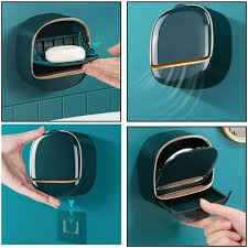 Wall Mounted Soap Holder with Drain Tray Waterproof Stylish Soap Dish for Kitchen & Bathroom (Random Color) - Image 3