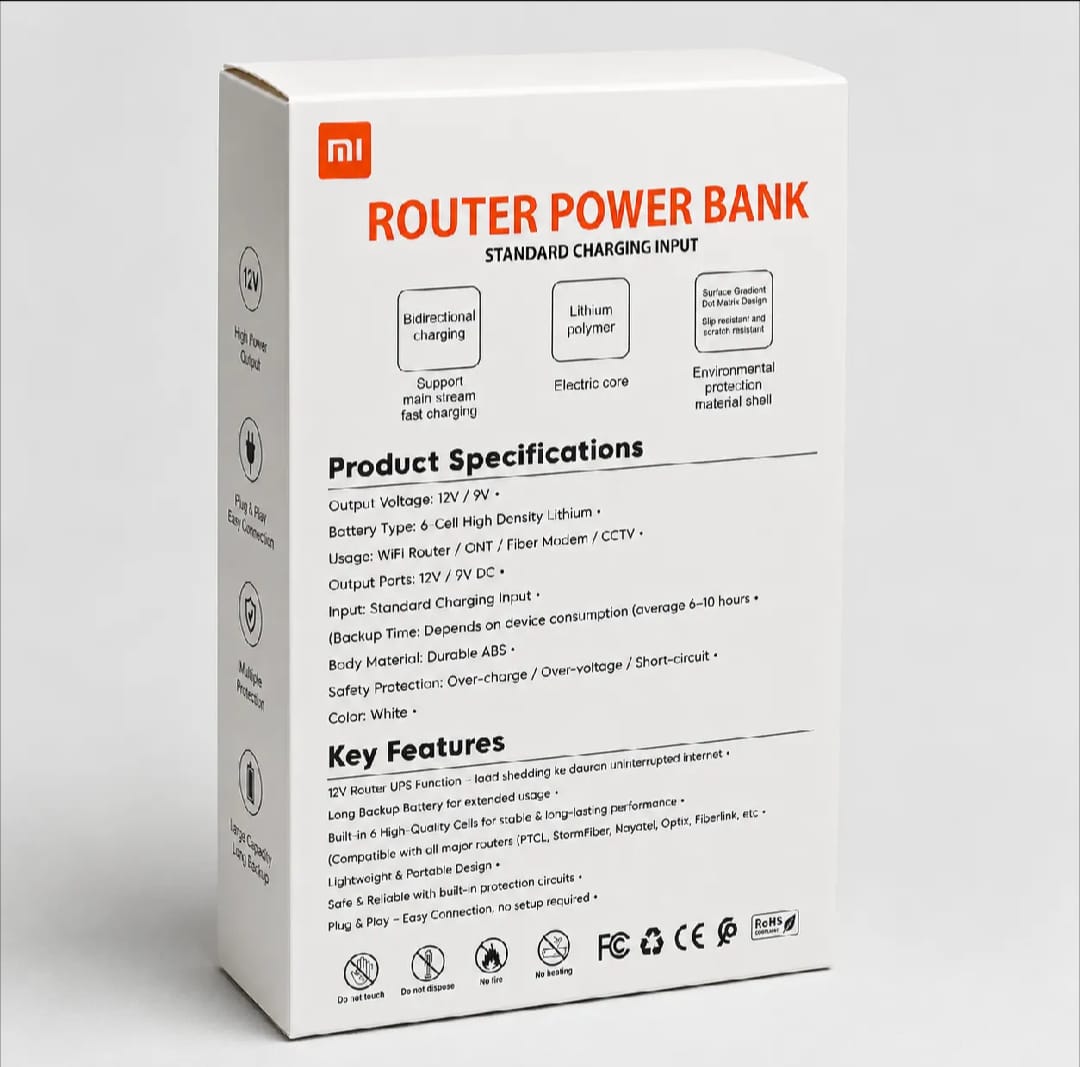 Xiaomi Mi 20000Mah 12V Router Power Bank Mini UPS Battery Backup for Wi-Fi Routers - Image 2