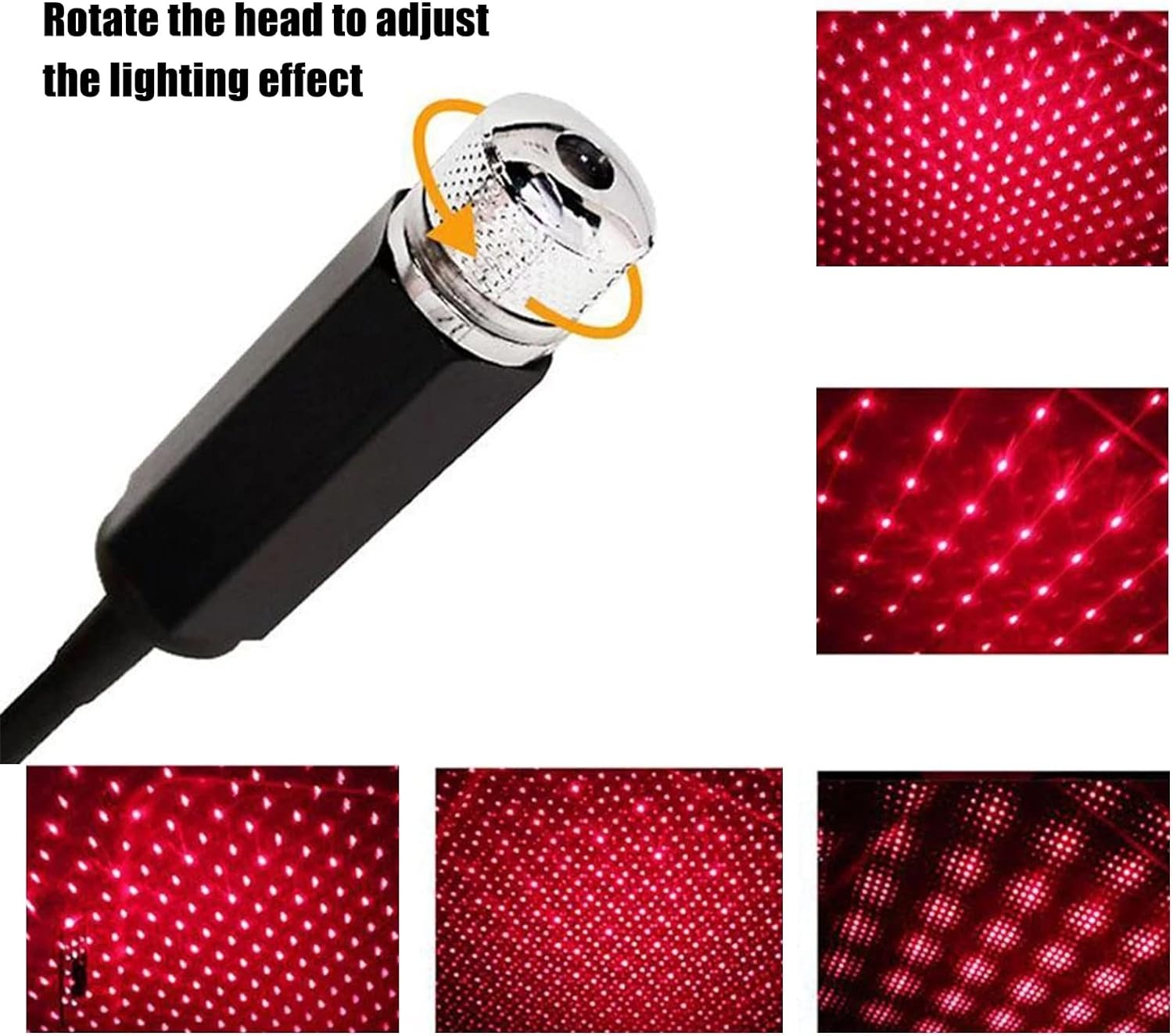 LED Galaxy Star Light USB Powered Rotating Starry Sky Laser Night Light For Bedroom Car Roof And Ceiling Decoration Red Color - Image 5