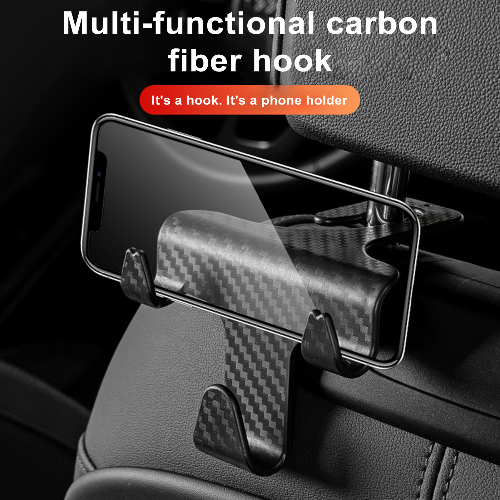 Universal Car Seat Back Hook Headrest Hanger Bag Clothes Hanging Storage Hooks With Phone Holder Duarable Hook Auto Interior Accessories - Image 5
