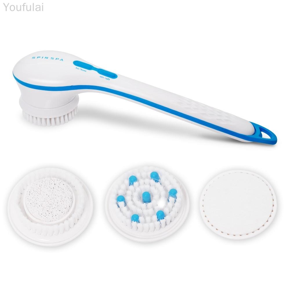Electric Shower Brush 5-in-1 Spin Spa Cell Operated Full Body Cleansing & Exfoliating Brush