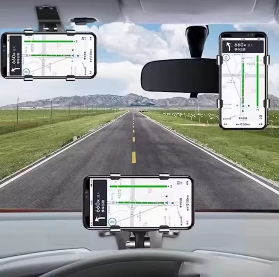 Dashboard Car Phone Holder ABS 360° Rotatable Mobile Phone Sun Visor & Rear View Mirror Mount Support for Smartphones - Image 2