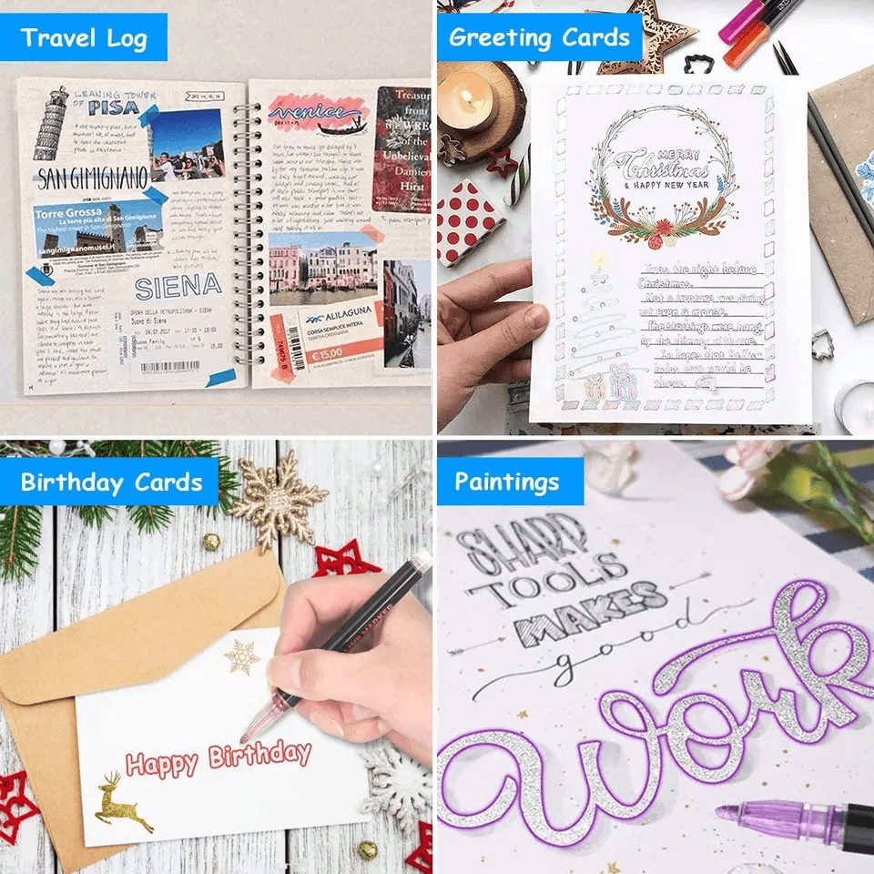 Double Line Outline Glitter Marker Pens Creative Dual Effect Writing And Drawing Tools For Art Craft And Decoration - Image 2