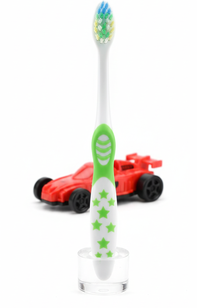 DORCO Childrens Soft Toothbrush with Fun Toy & Protective Case Gentle Care for Kids Teeth & Gums (Random Design) - Image 2