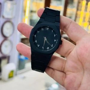 Professional Black Arabic Aura Watch With Eastern Arabic Numerals And Date Elegant Durable Stylish Unique And Modern (Without Box)