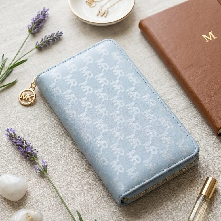 Unggi Wallet Stylish Zip Around Wallet for Women (Gray / Blue) - Image 4
