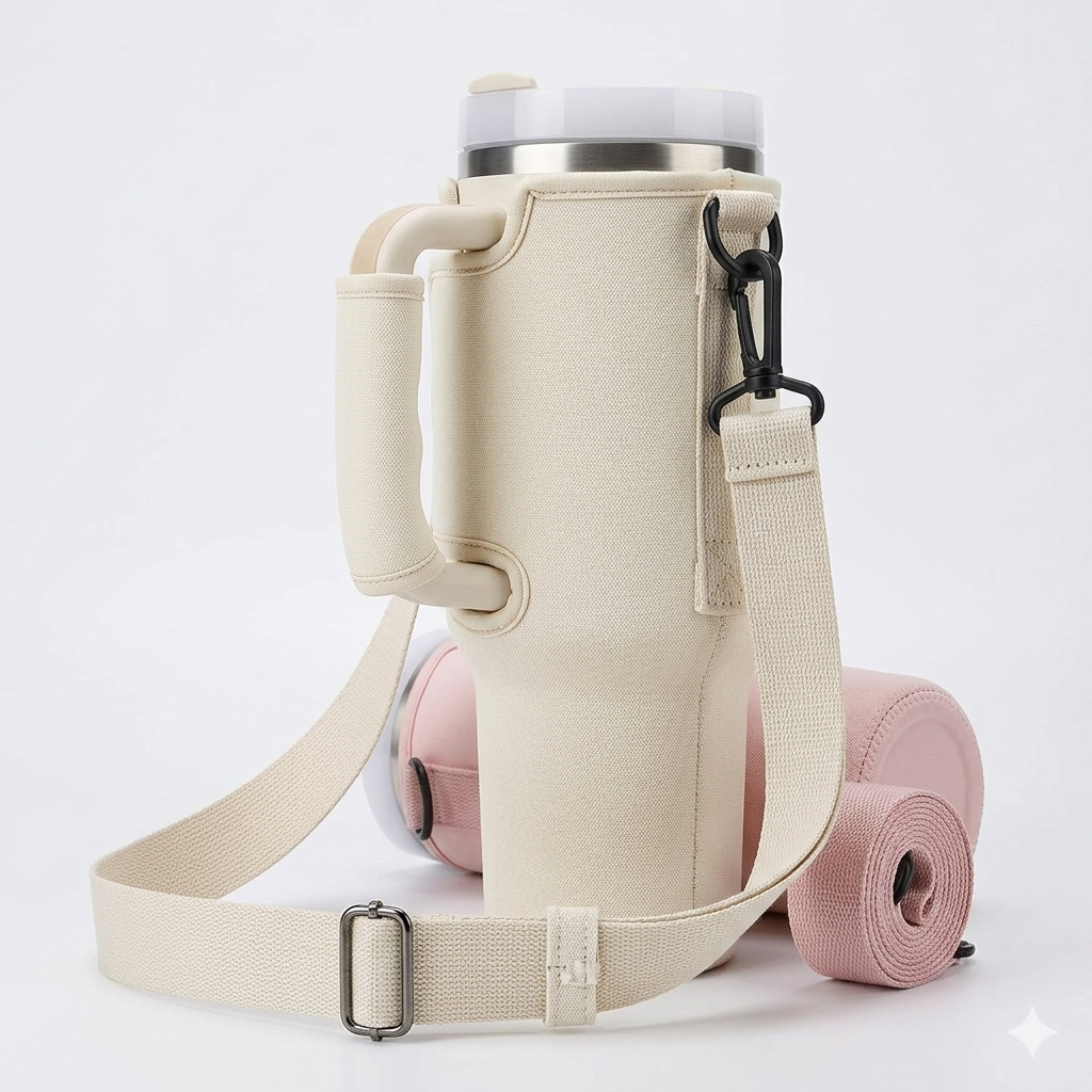 Portable Carry Bag for 40oz Stainless Steel Tumbler with Adjustable Strap | Random Color - Image 2