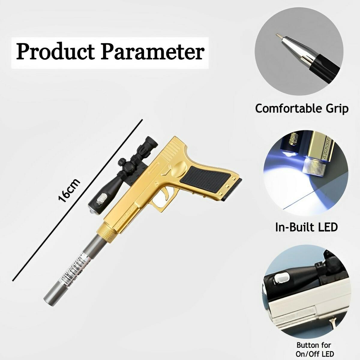 Cute Gun Shape LED Gel Pen | Black Refill - Image 3
