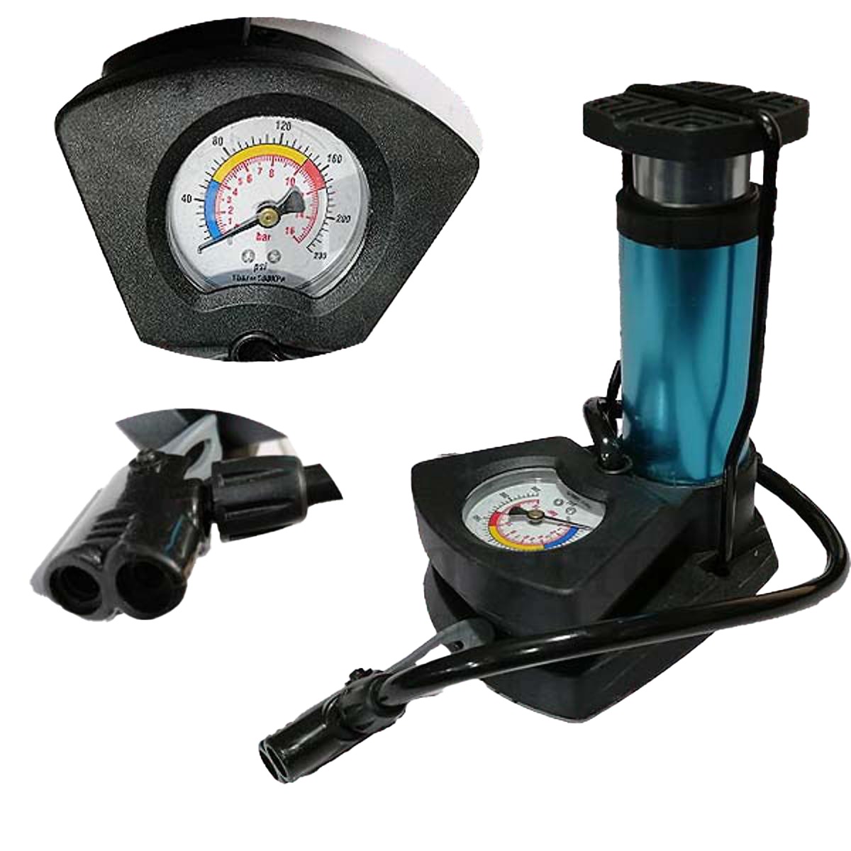 Foot And Hand Air Pump With Air Pressure Gauge Fast Portable Car Bike And Cycle Inflator For Tires Balls And Inflatables - Image 2
