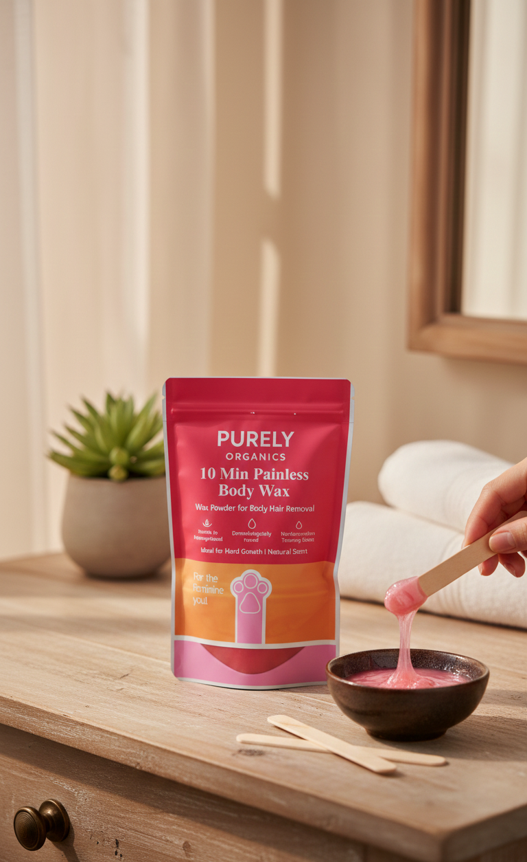 Purely Organics 10 Min Painless Body Wax Powder Natural Hair Removal for Sensitive Skin (157g) - Image 2