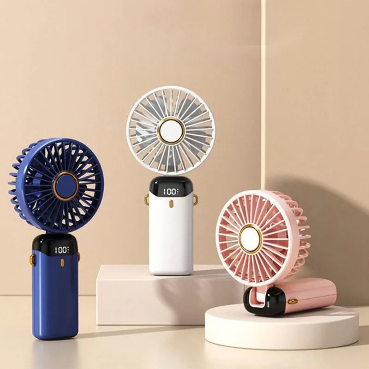 Rechargeable Hand Fan with LED Display - Image 3