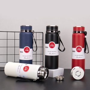 Premium Matte Stainless Steel Water Bottle 800ml 1000ml Leak Proof Double Wall Insulated Hot Cold Flask