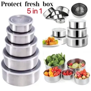 Stainless Steel Bowl Set of 5  Food-Grade, Rust-Resistant Mixing and Serving Bowls