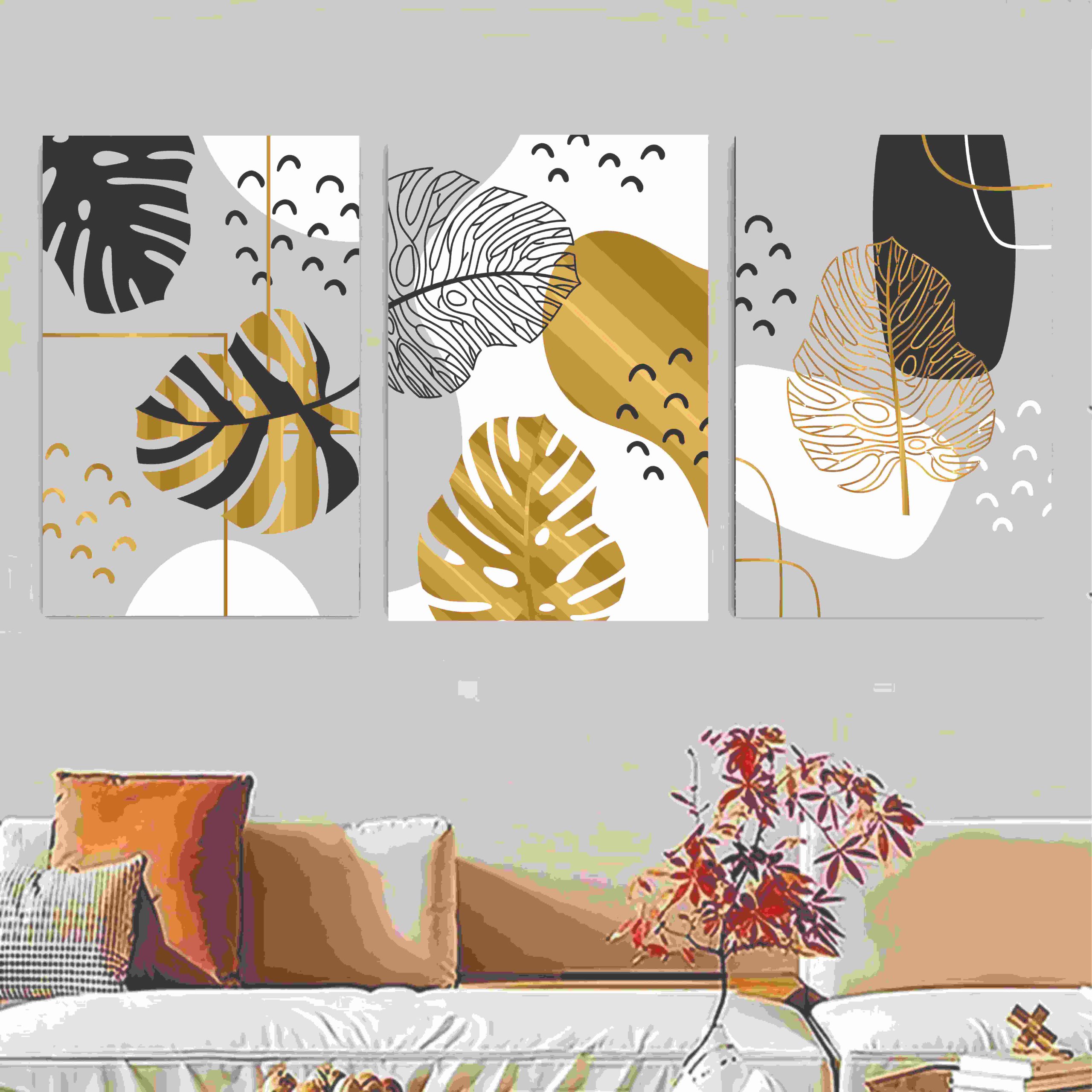 Set Of 3 Flower Sticky Canvas Phototiles Frame For Wall, Home Decor