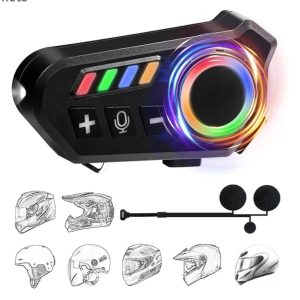 Helmet Wireless Earphone K06A Bluetooth Helmet Intercom Headset with RGB Control Knob & Noise Reduction