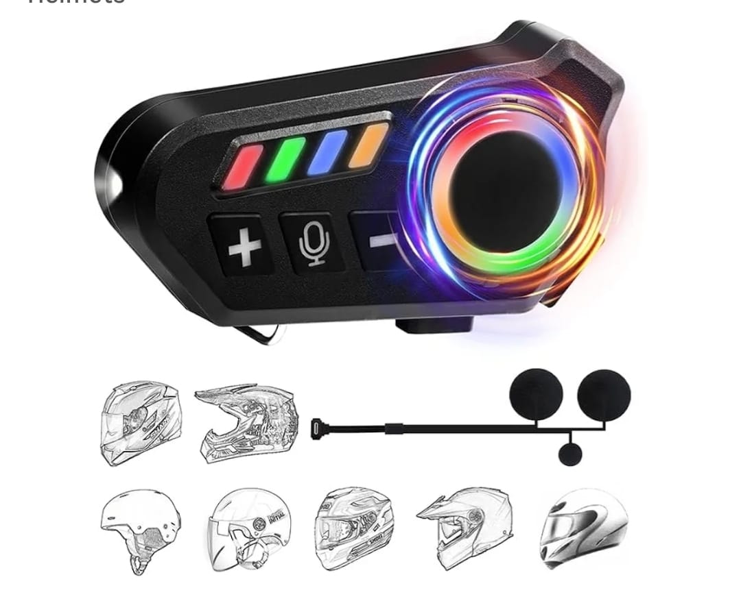 Helmet Wireless Earphone K06A Bluetooth Helmet Intercom Headset with RGB Control Knob & Noise Reduction