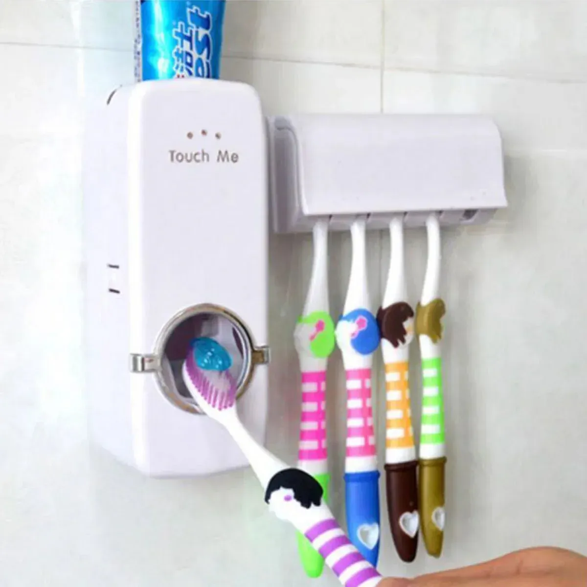 Automatic Toothpaste Dispenser With Toothbrush Holder Easy Use Bathroom Accessory - Image 4
