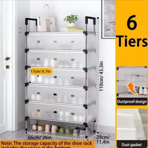 Multi Layer Dustproof Shoe Rack Organizer With Cover Foldable Plastic Shoe Storage Cabinet Durable Quality