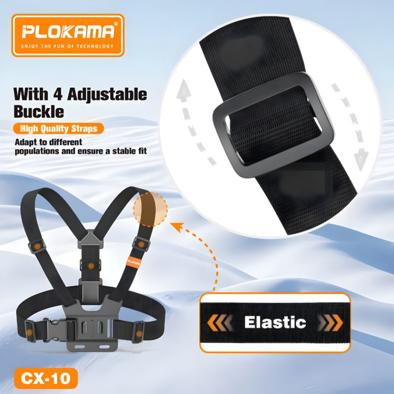 PLOKAMA CX10 Action Camera And Phone Chest Mount Holder 360 Adjustable Harness Strap For Sports Hiking Vlogging - Image 2