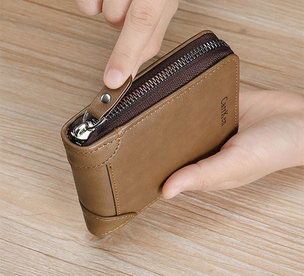 GOL Zip Leather Wallet for Men Compact Wallet with Coin Pocket Card Slots and Secure Closure - Image 4