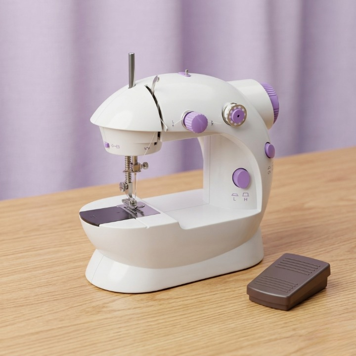 SM-202A Electric Mini Sewing Machine Double Threads & Two Speed Control for Home & Travel