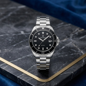 Premium Men's Stainless Steel Quartz Watch  Classic Dial Luxury Business Watch with Date Display