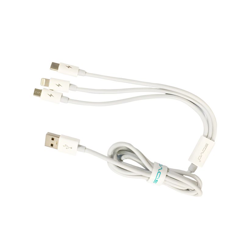 SOVO High Quality 3-in-1 Fast Charging Cable Multi Charging Cable for Micro USB, Type-C & Lightning Devices - Image 4