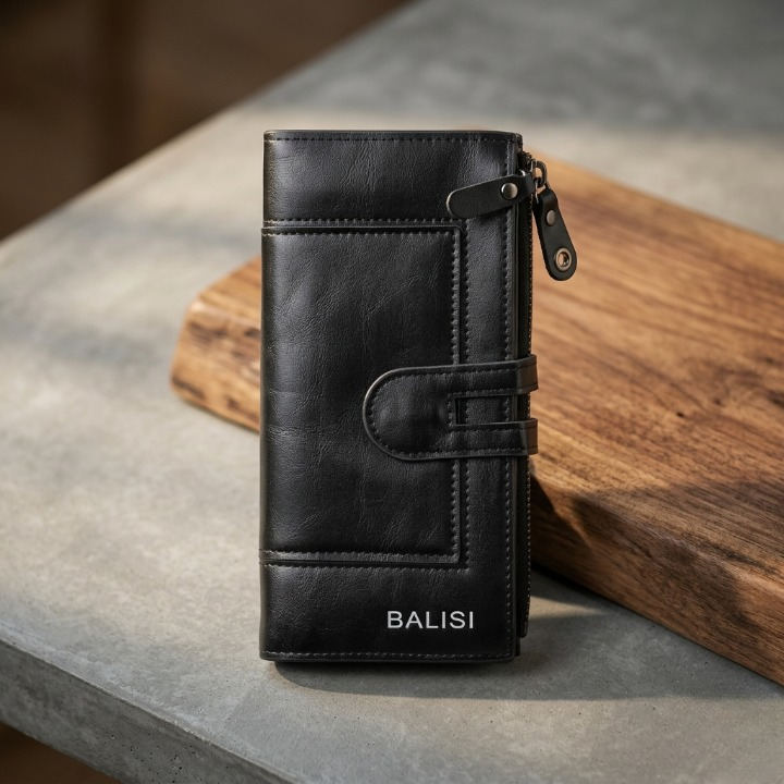 Premium Balisi Leather Long Wallet Elegant Bi-Fold Business Clutch & Multi-Card Travel Organizer for Men