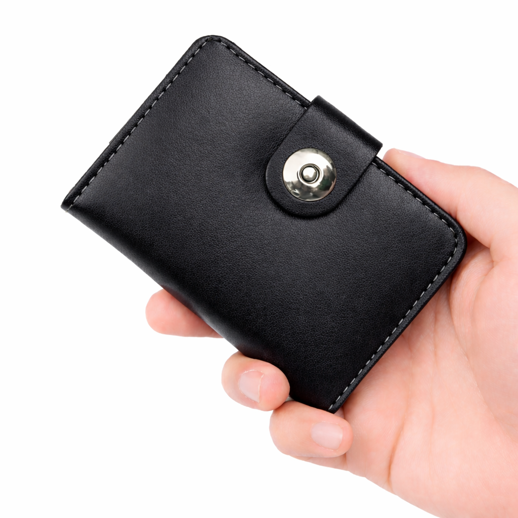 Magnetic Button Card Wallet for Men & Women Mini Wallet with Snap Closure, Card Holder, Cash Pocket - Image 2