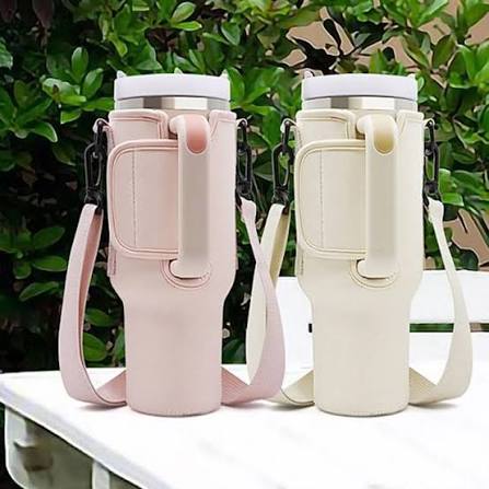 Portable Carry Bag for 40oz Stainless Steel Tumbler with Adjustable Strap | Random Color - Image 3