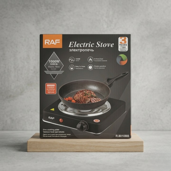 RAF 1000W Single Electric Stove Portable Hot Plate Countertop Cooker with Adjustable Temperature Control & Overheat Protection - Image 3