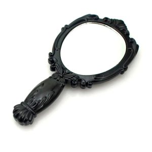 classic handheld makeup mirrors cosmetics sculpture painting decor mirror home decor .. wooden style pocket and purse mirror (Random color)