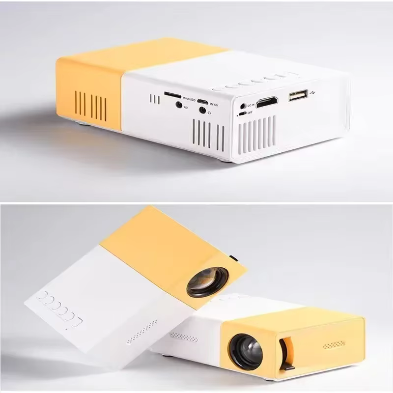 Portable YG300 Mini LED Projector A1 LED LCD Mini Video Projector International Version | Compact Home Theater | White & Yellow - Image 3