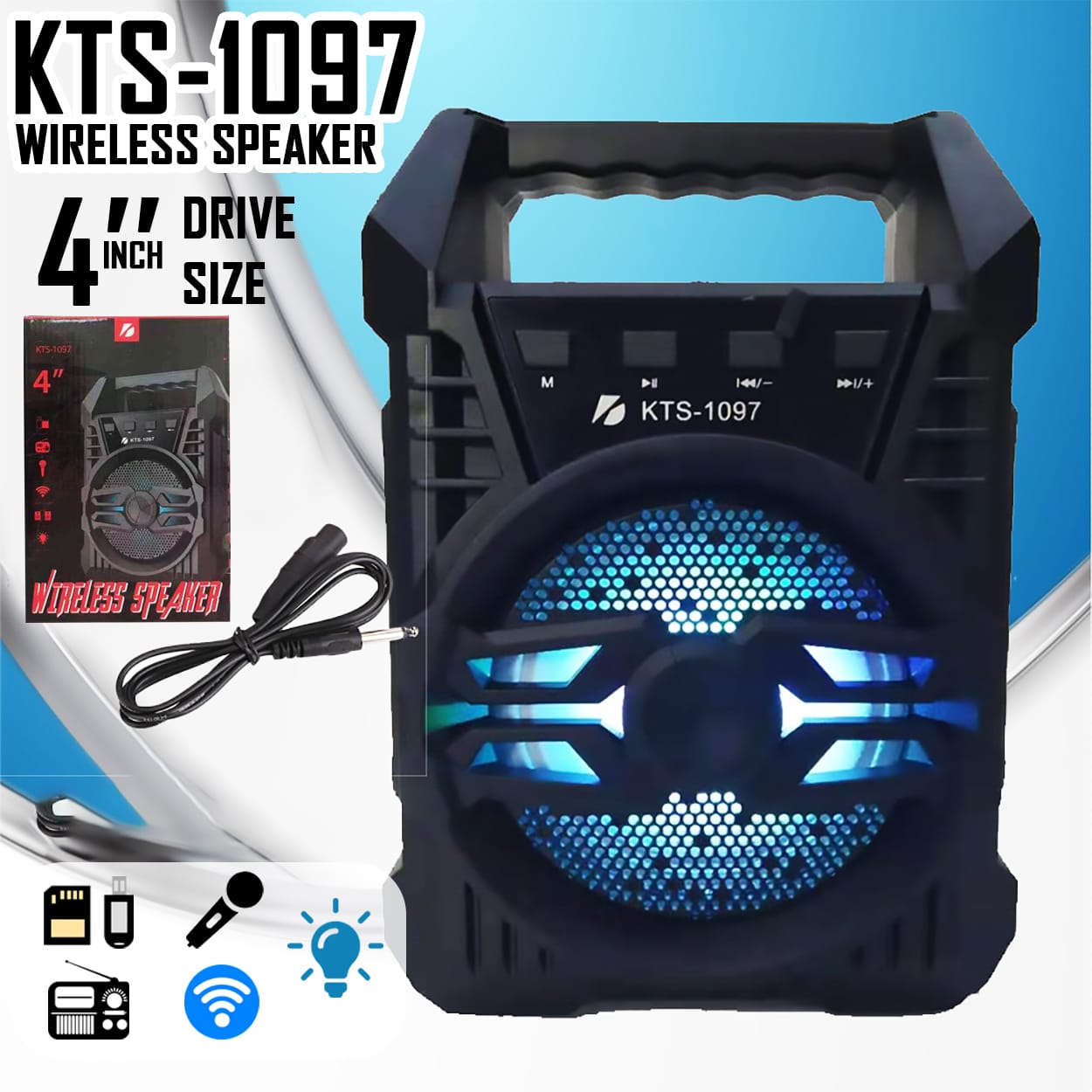 Professional Rechargeable Bluetooth 3.1 Speaker with RGB Light & FM Radio - Image 3