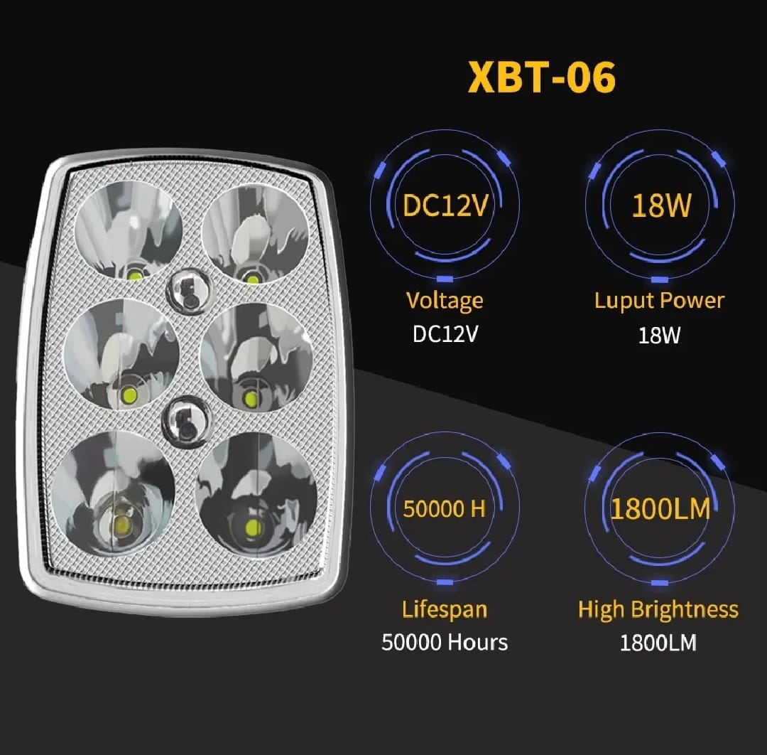 XBT-06 LED Fog Light High Motorcycle Square Headlight with Blue Mini Light for CD70 & 125cc Bikes - Image 4