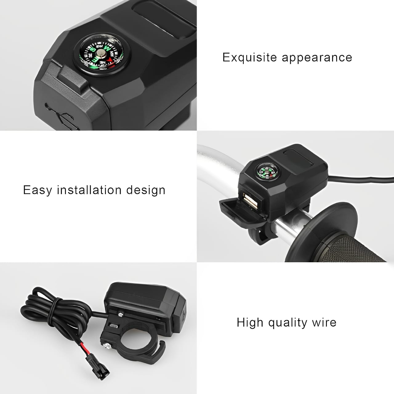 Motorcycle USB Charger with Compass Fast Charging, Waterproof, 36-105V Universal for Motorcycles & E-Bikes - Image 5
